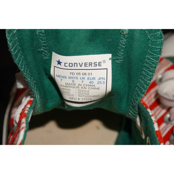 Converse All Star Candy Cane Stripe Low Top Shoes Red Green Unisex Men 7 Women 9 - Picture 12 of 13